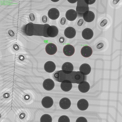 SMT PCB X-ray machine micron focus spot size for BGA voids measurement and solder past climbing height inspection