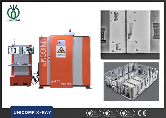Unicomp UMC160 NDT X-ray machine with robot handling for lithium battery aluminum casting housing weld defects flaws det